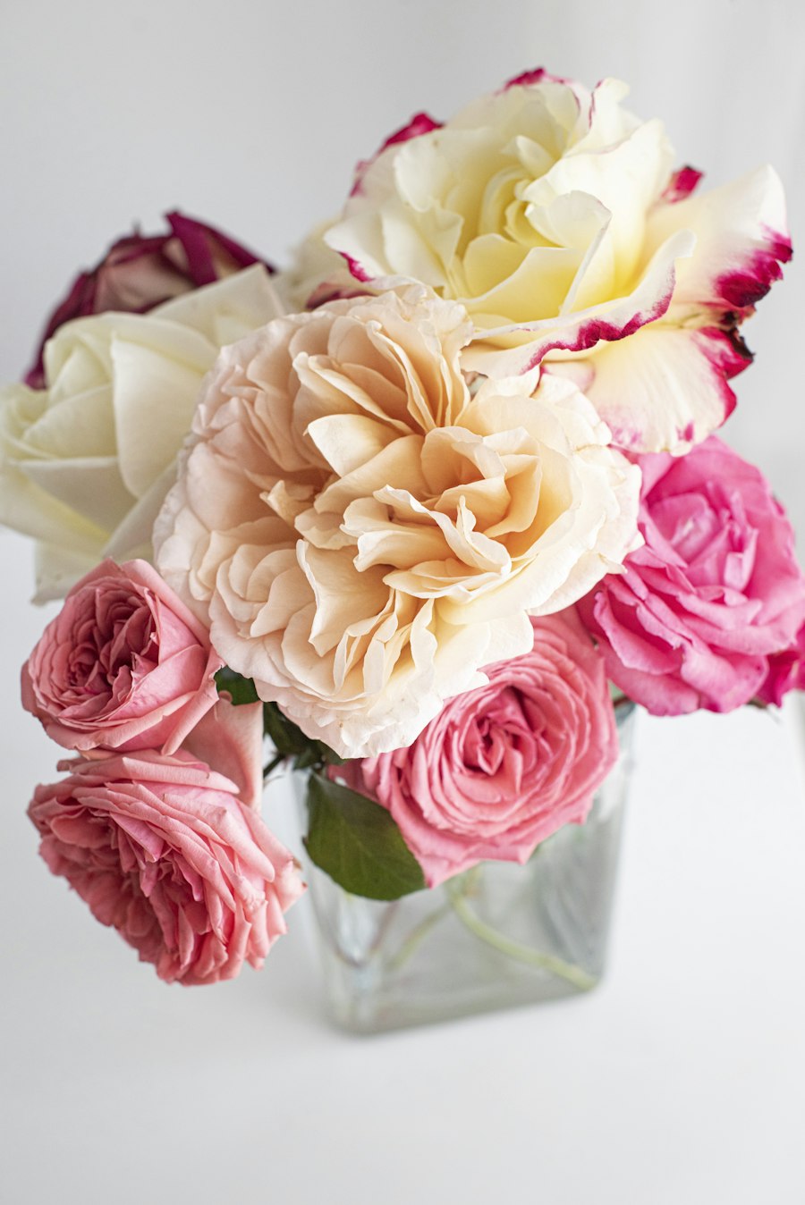 Flower arrangement in a glass vase